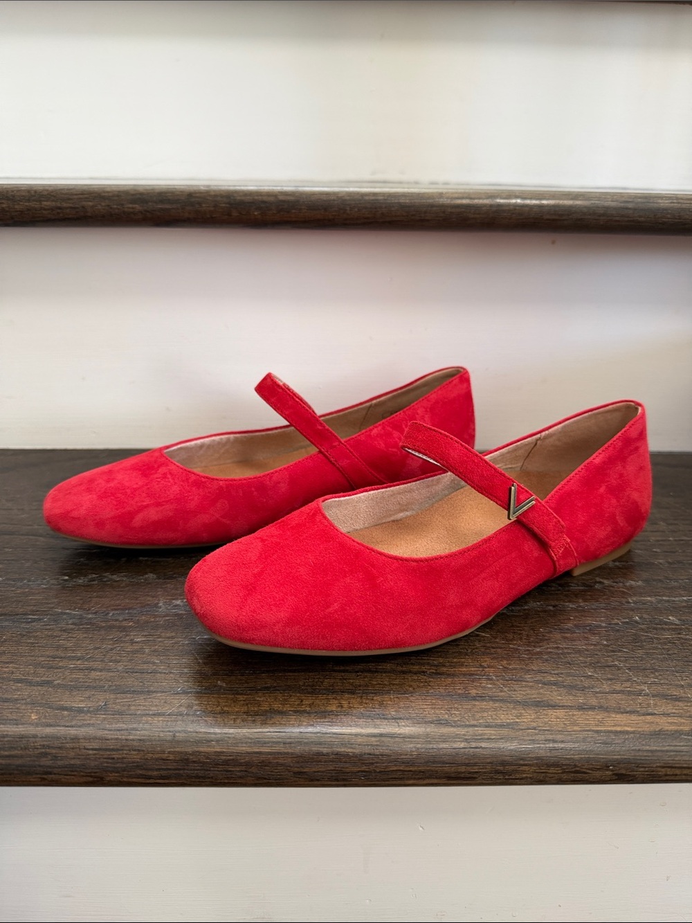 Vionic Red Suede Mary Jane Flats